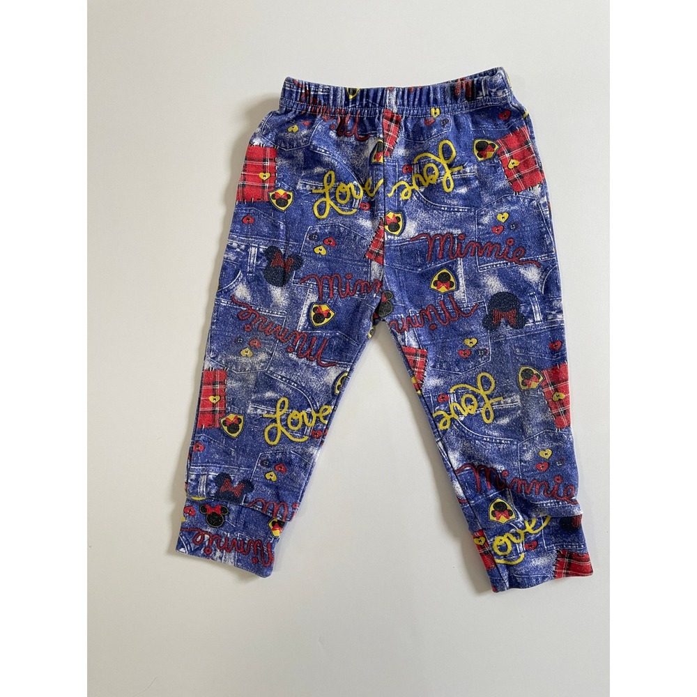 Disney Baby Minnie Mouse Blue Denim Print Joggers Pants‎ Girls 6-9M